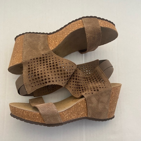 Marina Luna women's 9.5 cork bottom leather upper made in Italy wedges EUC - Picture 1 of 7